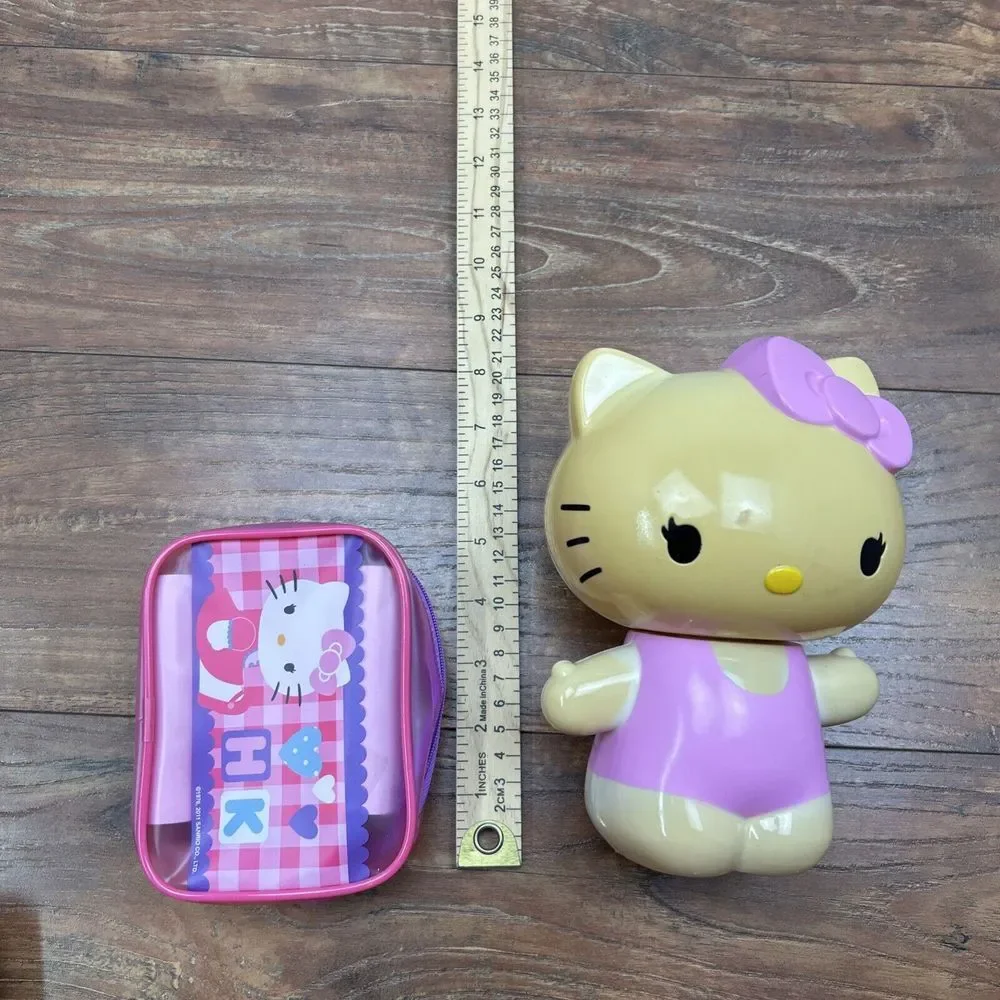 2011‎ Hello Kitty Bubble Bath Decanter Figure 2 Outfits Storage Bag Fizzies **